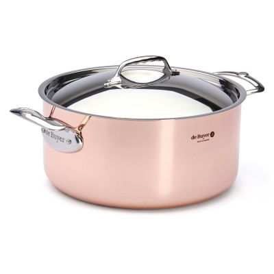 Garnek miedziany wysoki z pokrywą śr. 28 cm PRIMA MATERA - DE BUYER