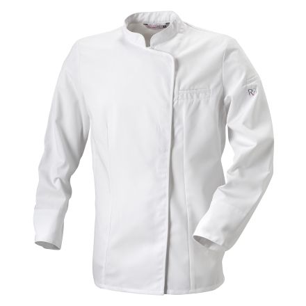 Bluza kucharska biała, biała lamówka, długi rękaw rozm. L EXPRESSION - ROBUR